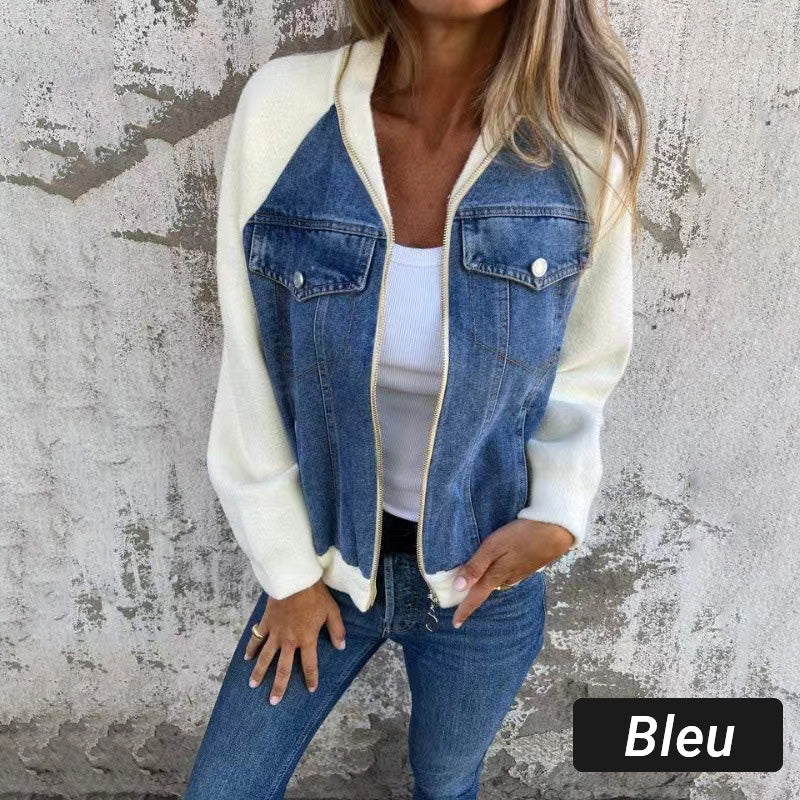 Lilia - Veste en Jean à Fermeture Éclair