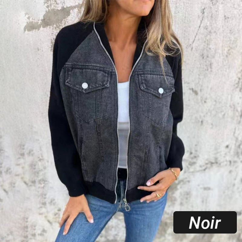 Lilia - Veste en Jean à Fermeture Éclair