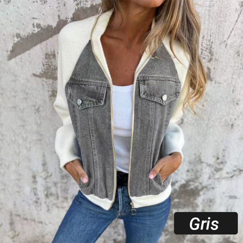 Lilia - Veste en Jean à Fermeture Éclair