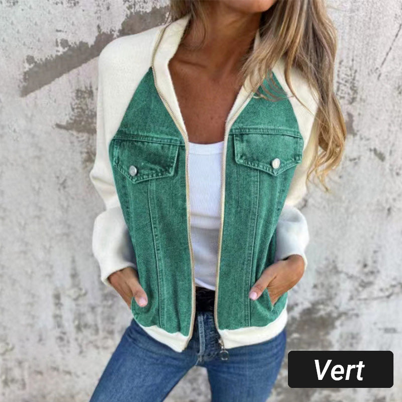 Lilia - Veste en Jean à Fermeture Éclair