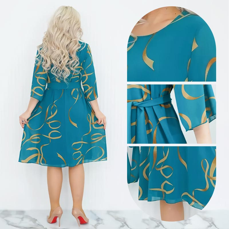 Blandine - Robe Élégante Midi à Manches Volantées