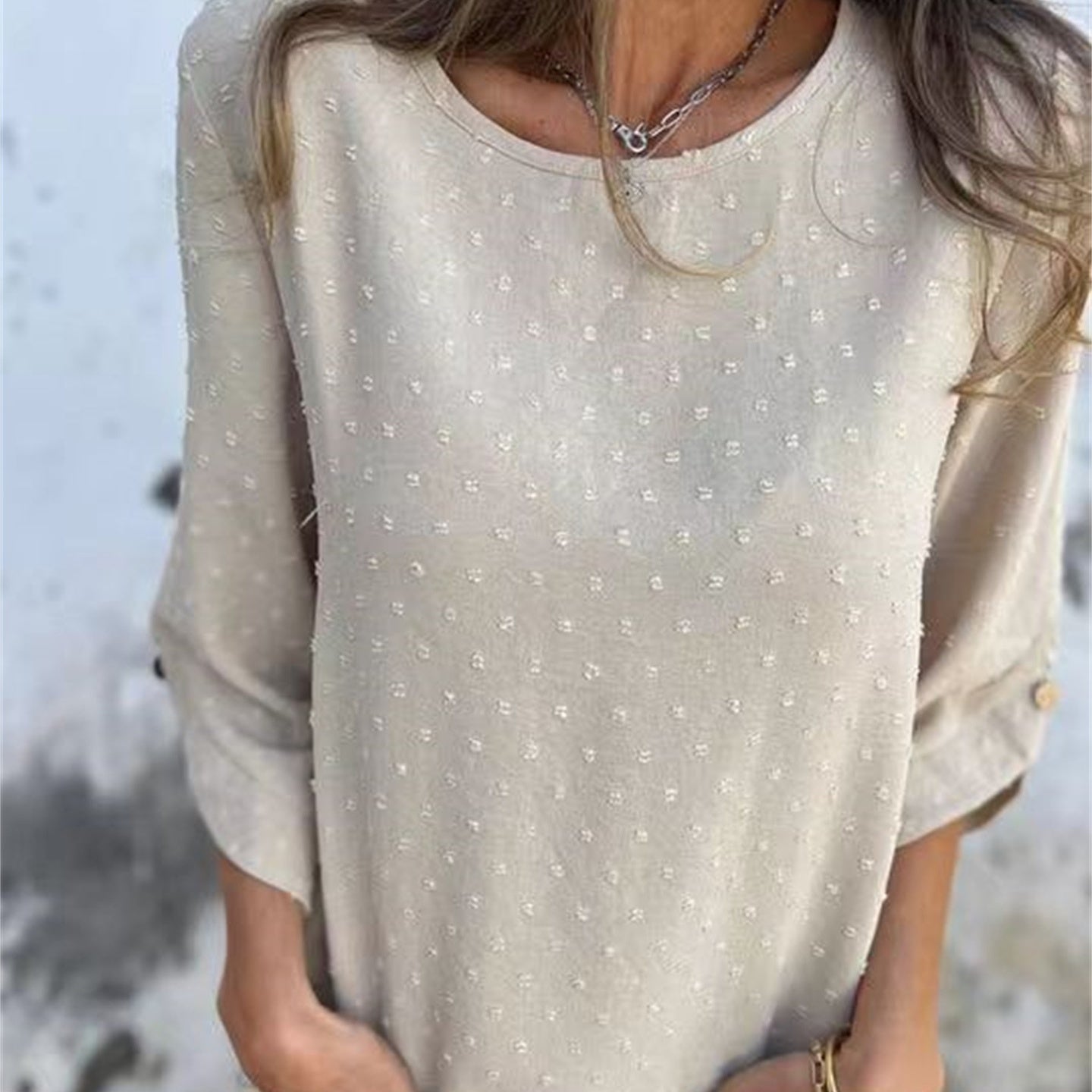 Marinette - Women's Casual Jacquard Crew Neck Top