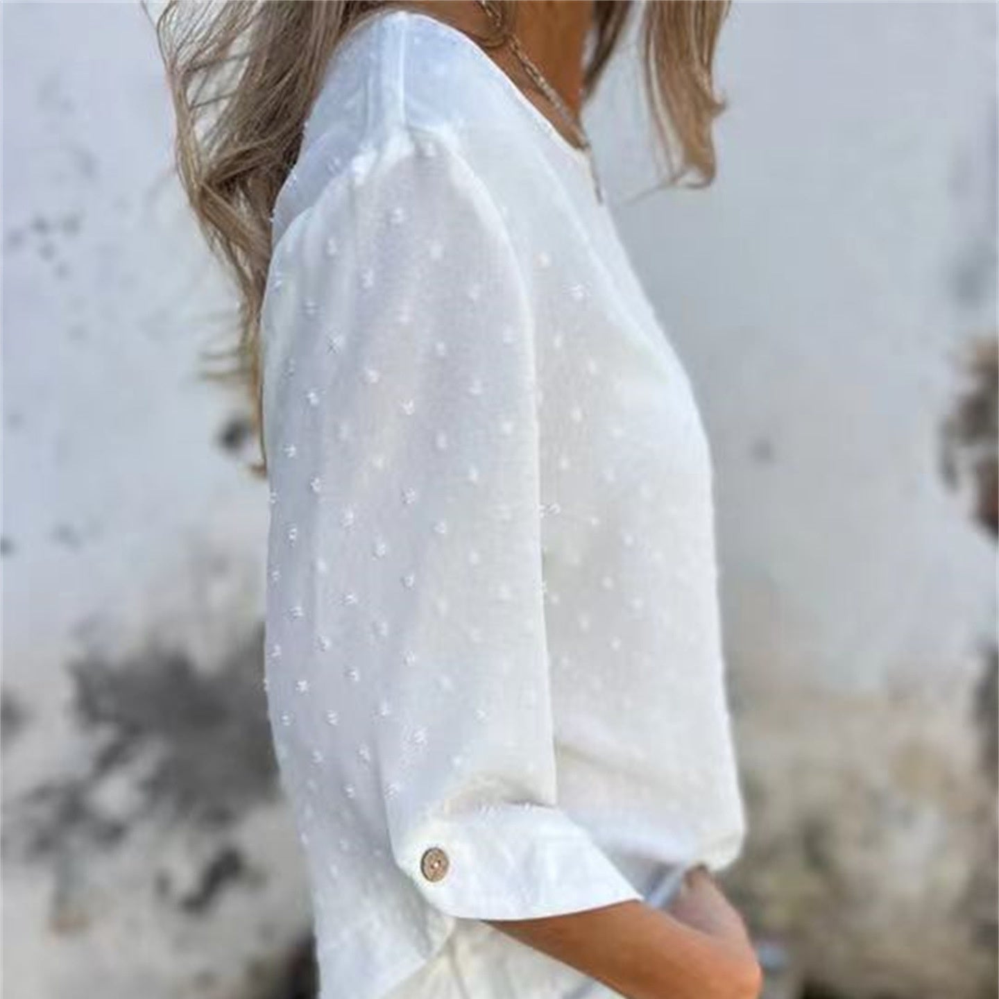 Marinette - Women's Casual Jacquard Crew Neck Top