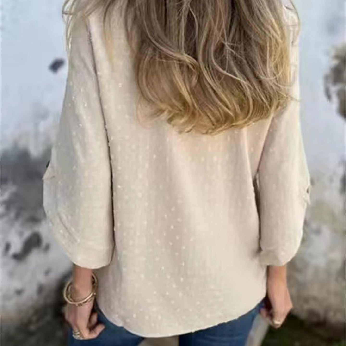 Marinette - Women's Casual Jacquard Crew Neck Top
