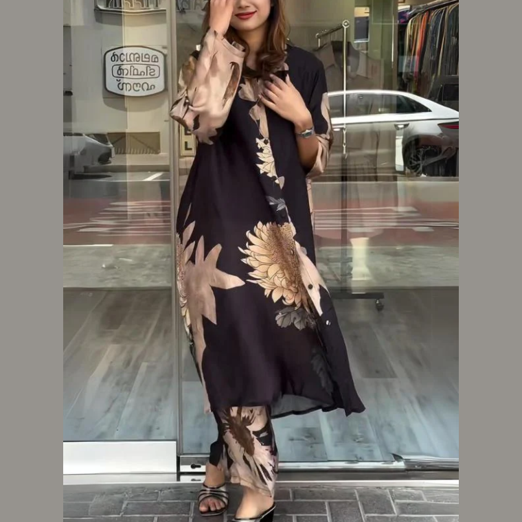 Clarice - Robe chemise fluide 2 pièces pour femmes