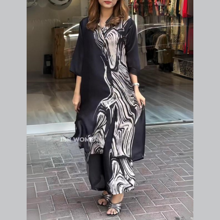 Clarice - Robe chemise fluide 2 pièces pour femmes