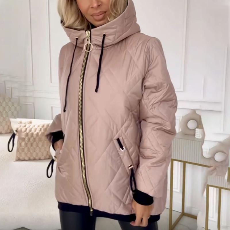 Petronella - Women's Down Coat with Hood and Drawstring