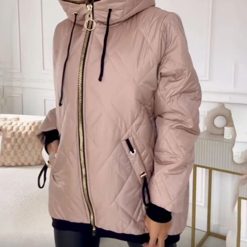 Petronella - Women's Down Coat with Hood and Drawstring
