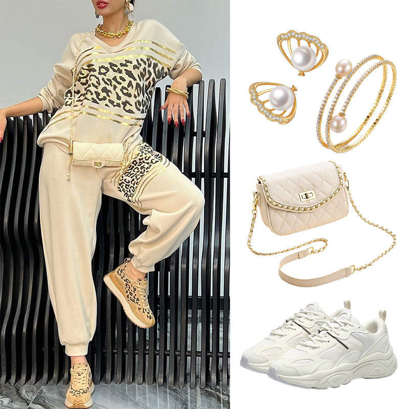 Audrey - Ensemble Sportif Léopard 2 Pièces pour Femme