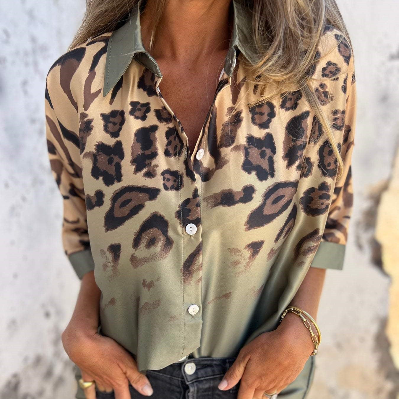 Marthe™ - Women's Leopard Button-Down Shirt