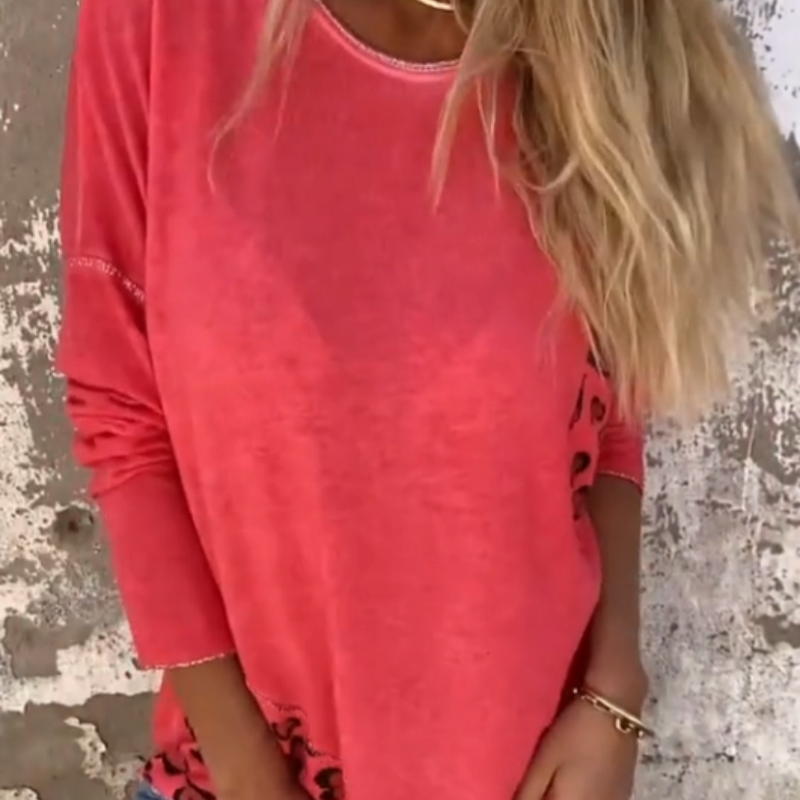 Joyce - Top Femme à Col Rond et Manches Longues Ample