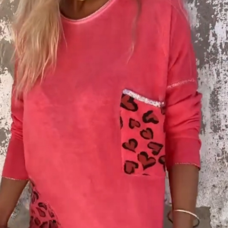 Joyce - Top Femme à Col Rond et Manches Longues Ample