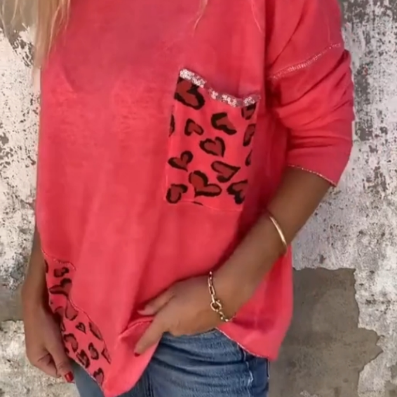 Joyce - Top Femme à Col Rond et Manches Longues Ample