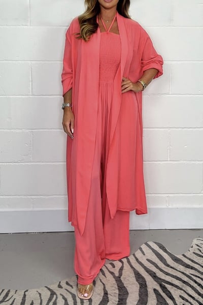 Benoîte - Ensemble 2 pièces à dos nu avec lacets et pantalon large pour femmes