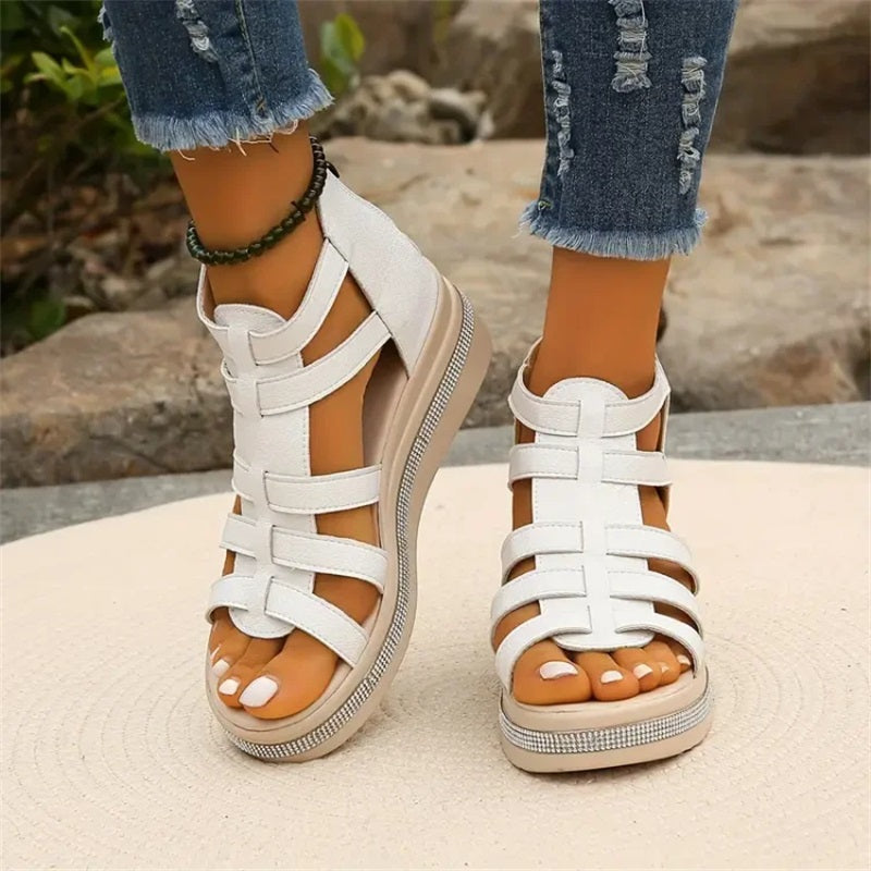 Tina™ - Wedge Sandals with Rhinestone Decoration