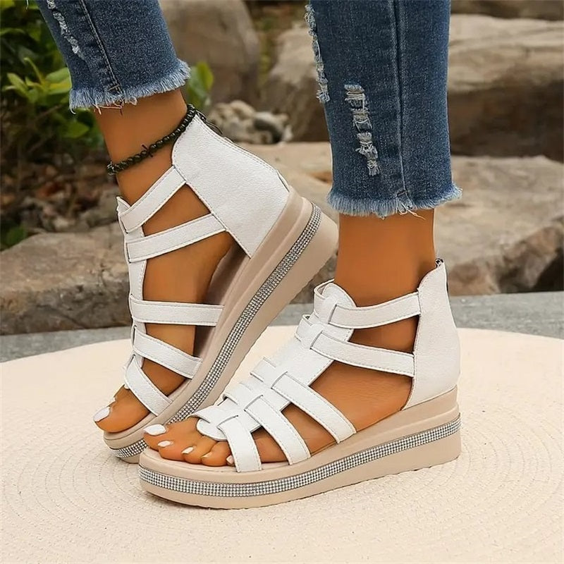 Amira - Sandales à Talon Wedge en Strass