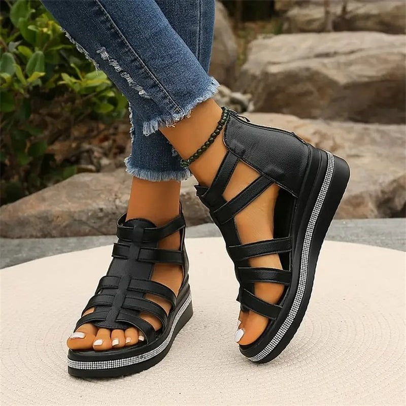 Amira - Sandales à Talon Wedge en Strass