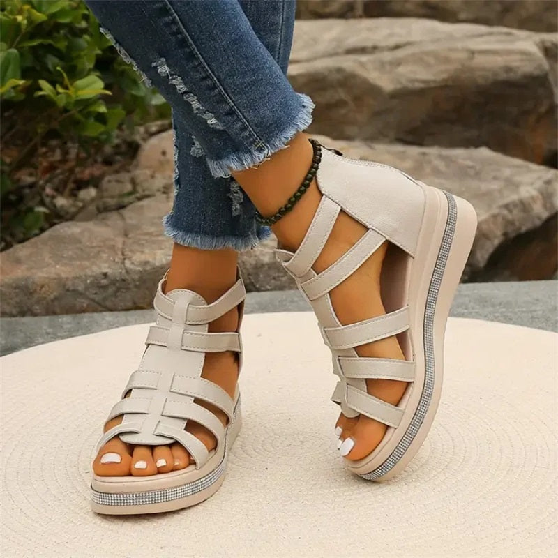 Amira - Sandales à Talon Wedge en Strass