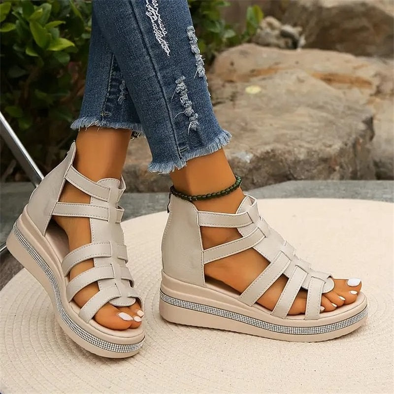 Amira - Sandales à Talon Wedge en Strass