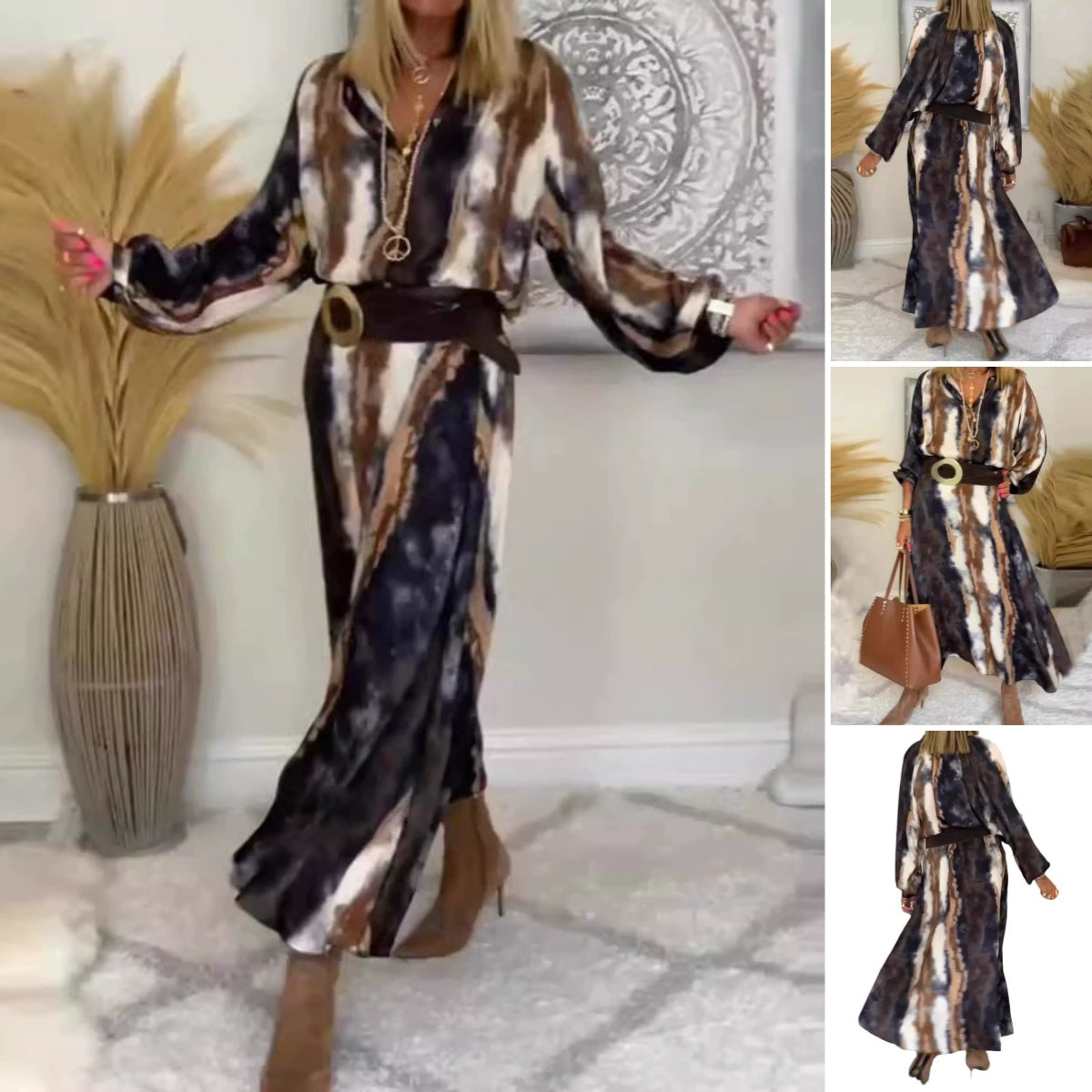 Selma - Elegant Tie & Dye Long Dress