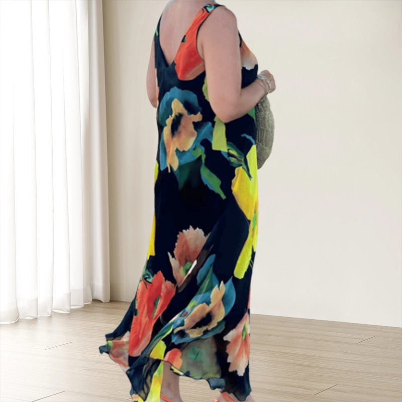 Maren - Sleeveless Flared Dress with Floral Print