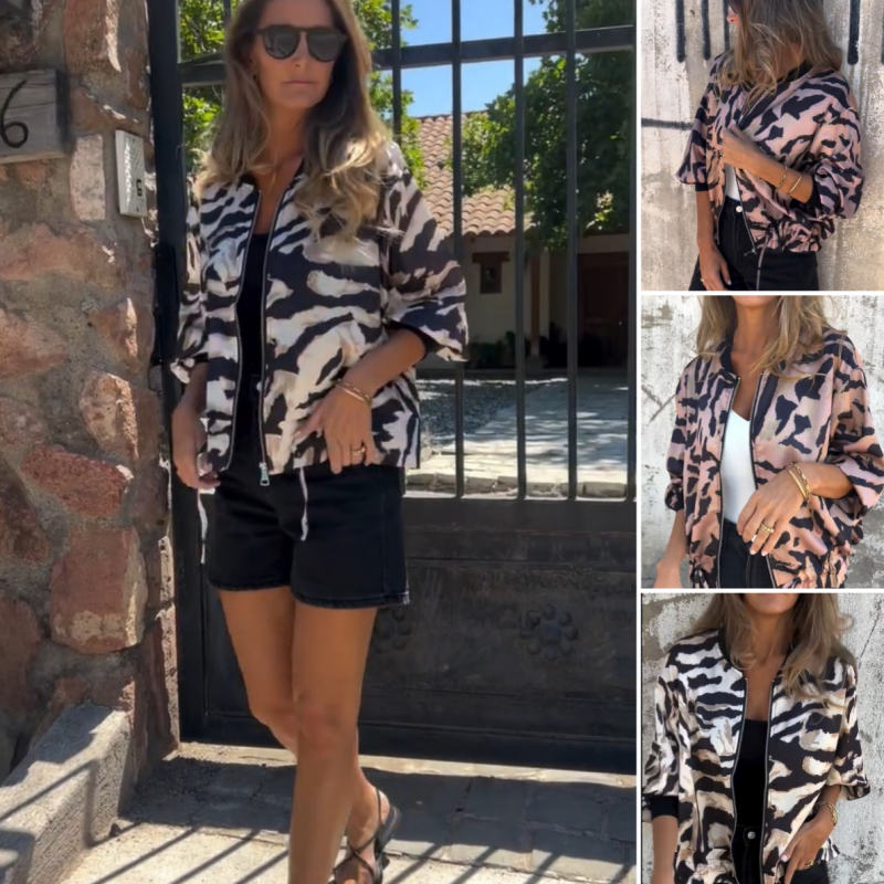 Hermione - Zebra Print Zip-Up Jacket
