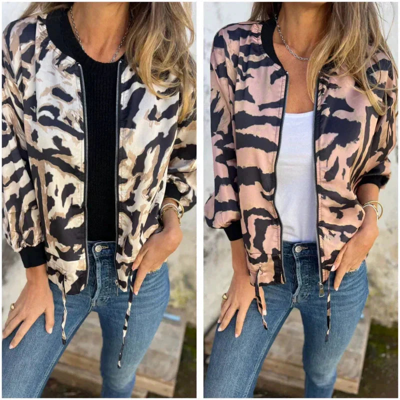 Hermione - Zebra Print Zip-Up Jacket