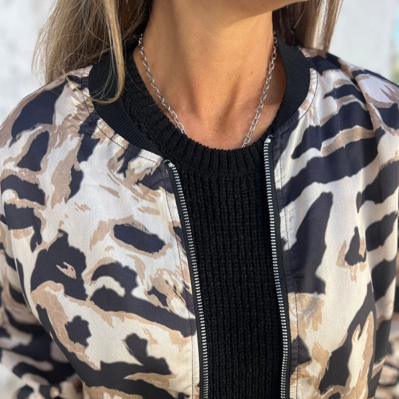 Hermione - Zebra Print Zip-Up Jacket