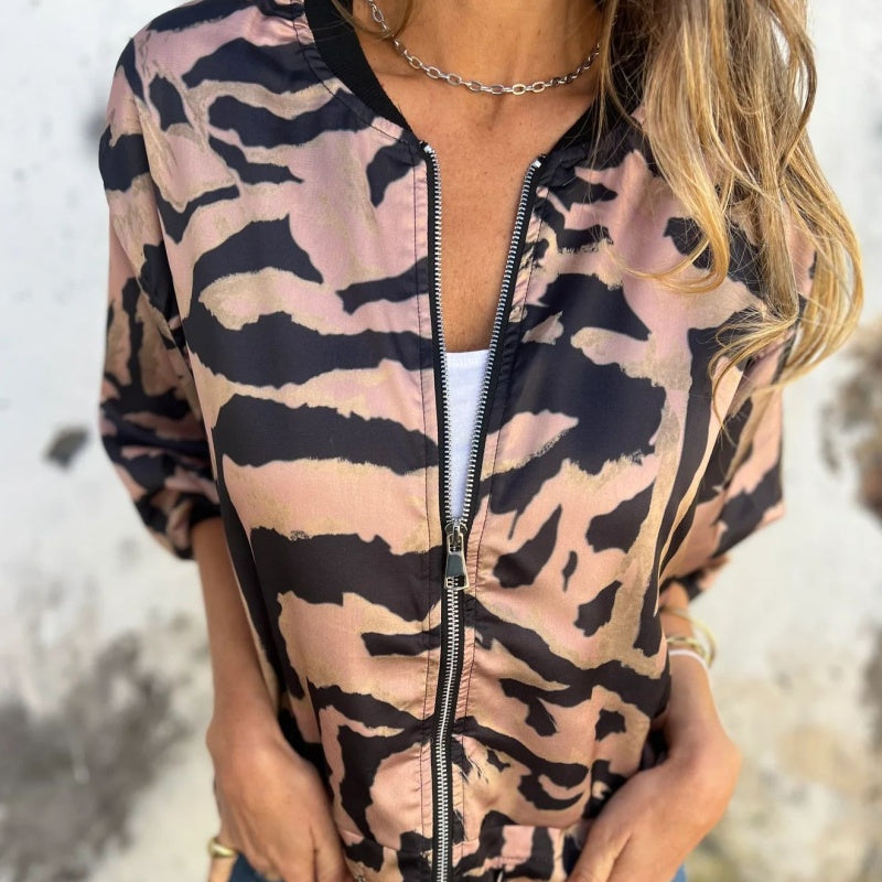 Hermione - Zebra Print Zip-Up Jacket