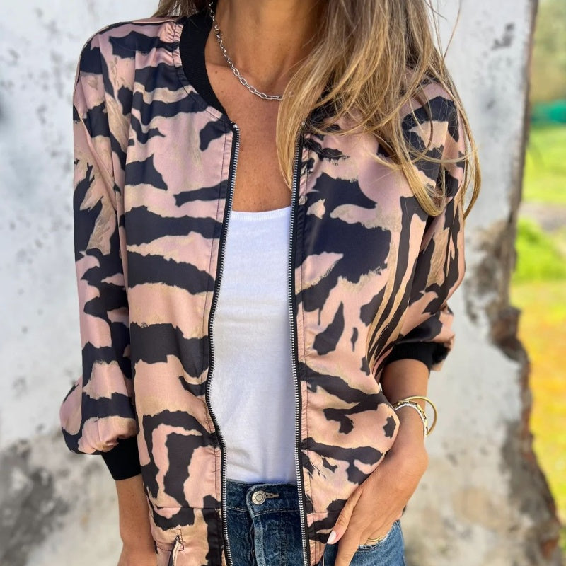 Hermione - Zebra Print Zip-Up Jacket