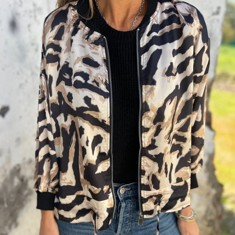 Hermione - Zebra Print Zip-Up Jacket