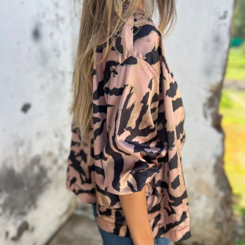 Hermione - Zebra Print Zip-Up Jacket