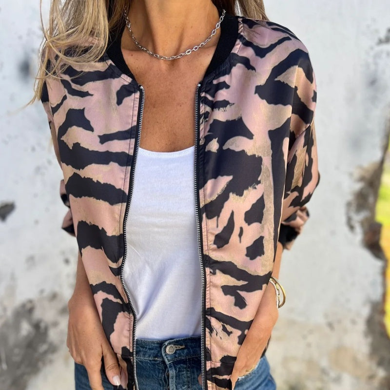 Hermione - Zebra Print Zip-Up Jacket