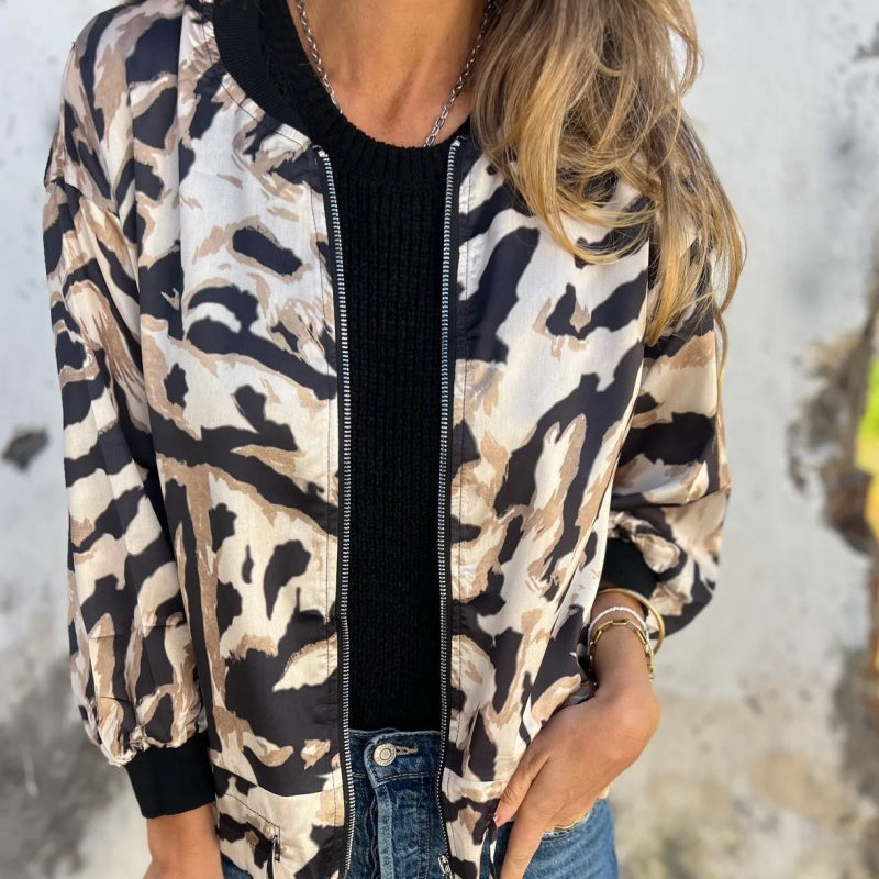 Hermione - Zebra Print Zip-Up Jacket
