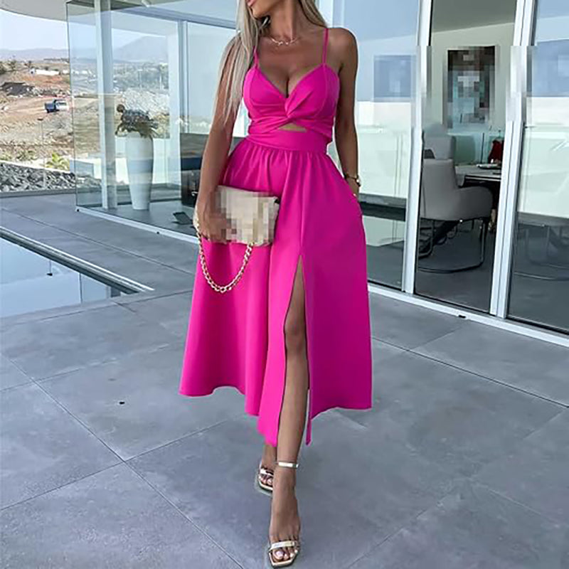 Célestine - Spaghetti Strap Dress with High Slit