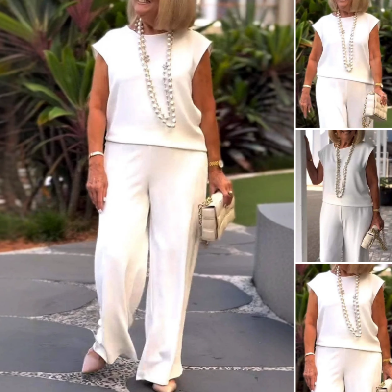 Anissa - Top Sans Manches et Pantalon à Col Rond pour Femme