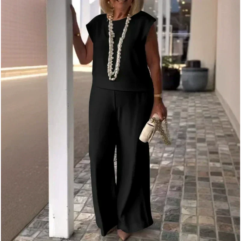 Anissa - Top Sans Manches et Pantalon à Col Rond pour Femme