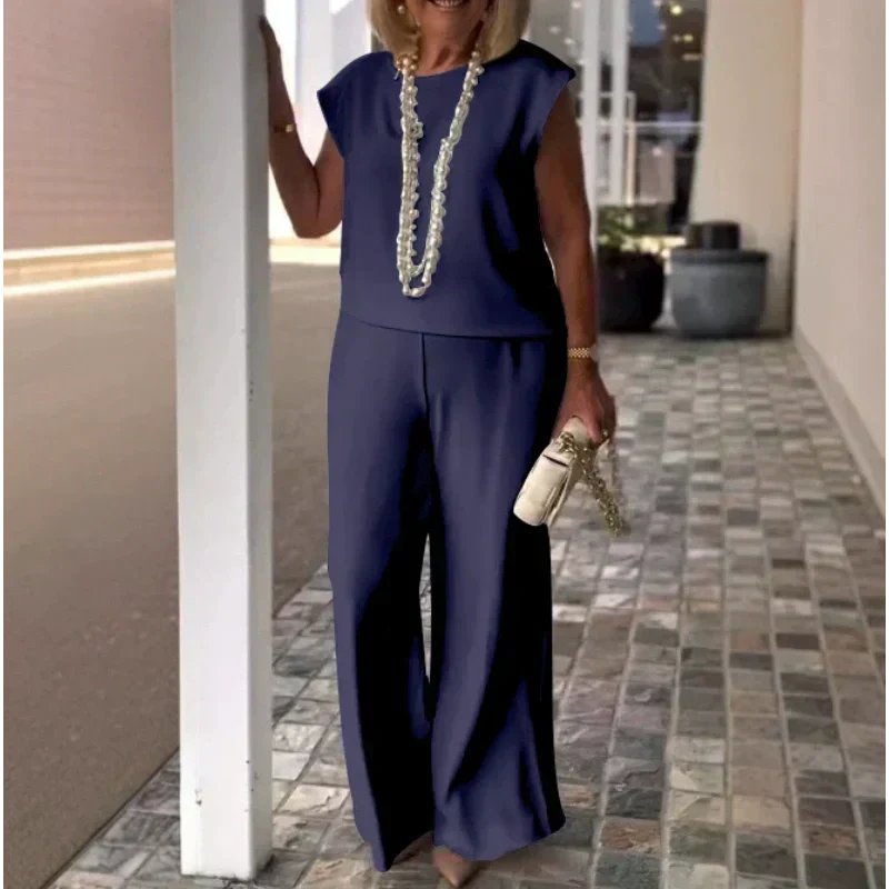 Anissa - Top Sans Manches et Pantalon à Col Rond pour Femme