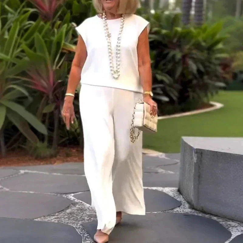 Anissa - Top Sans Manches et Pantalon à Col Rond pour Femme