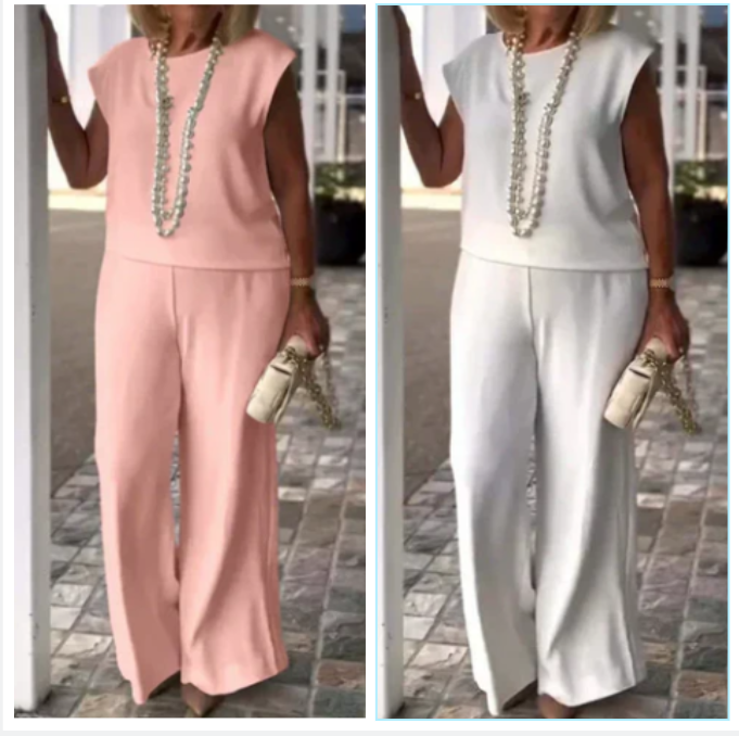 Anissa - Top Sans Manches et Pantalon à Col Rond pour Femme