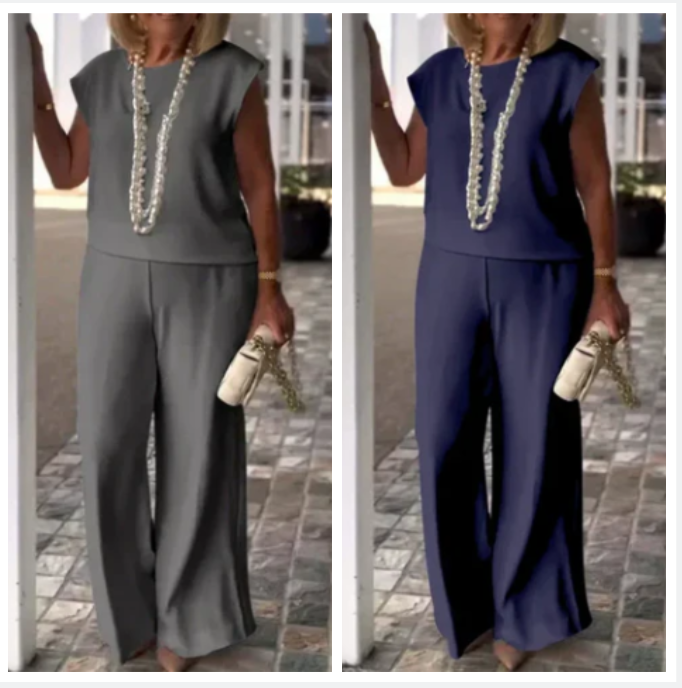 Anissa - Top Sans Manches et Pantalon à Col Rond pour Femme