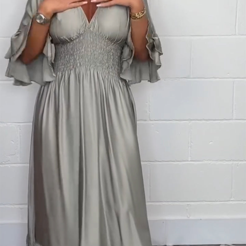 Sybille - Robe Évasée à Volants et Taille Haute