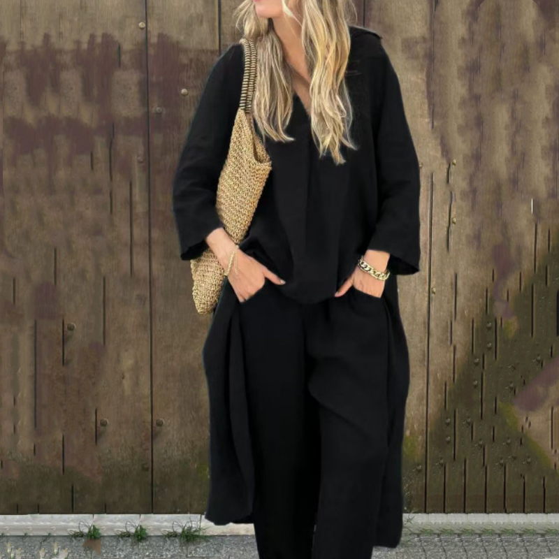 Perrine - Ensemble 2 Pièces à Poches et Col V