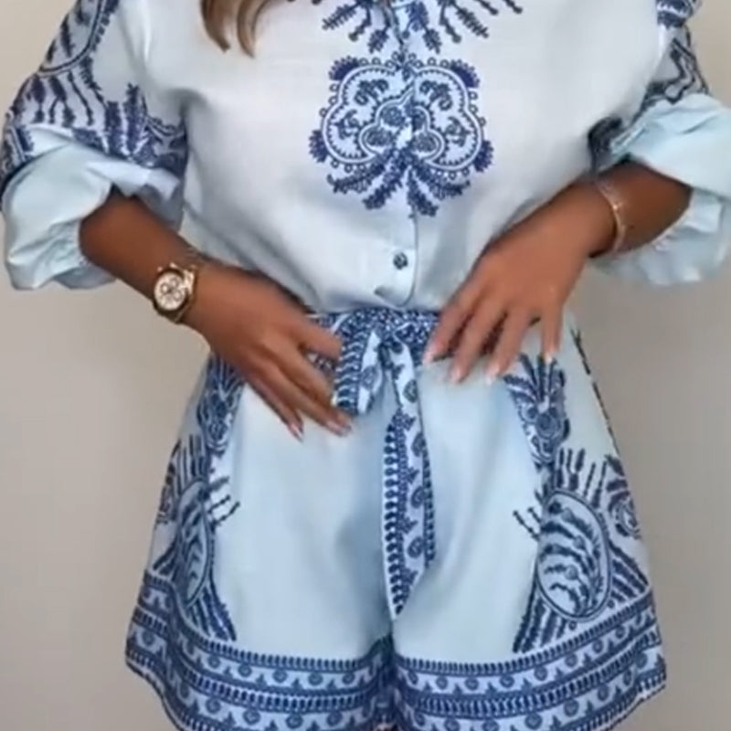 Talea™ - Patterned Shorts with Button Closure Co-ord