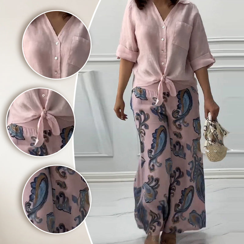 Penelope - Ensemble Deux Pièces Cardigan et Pantalon Taille Haute