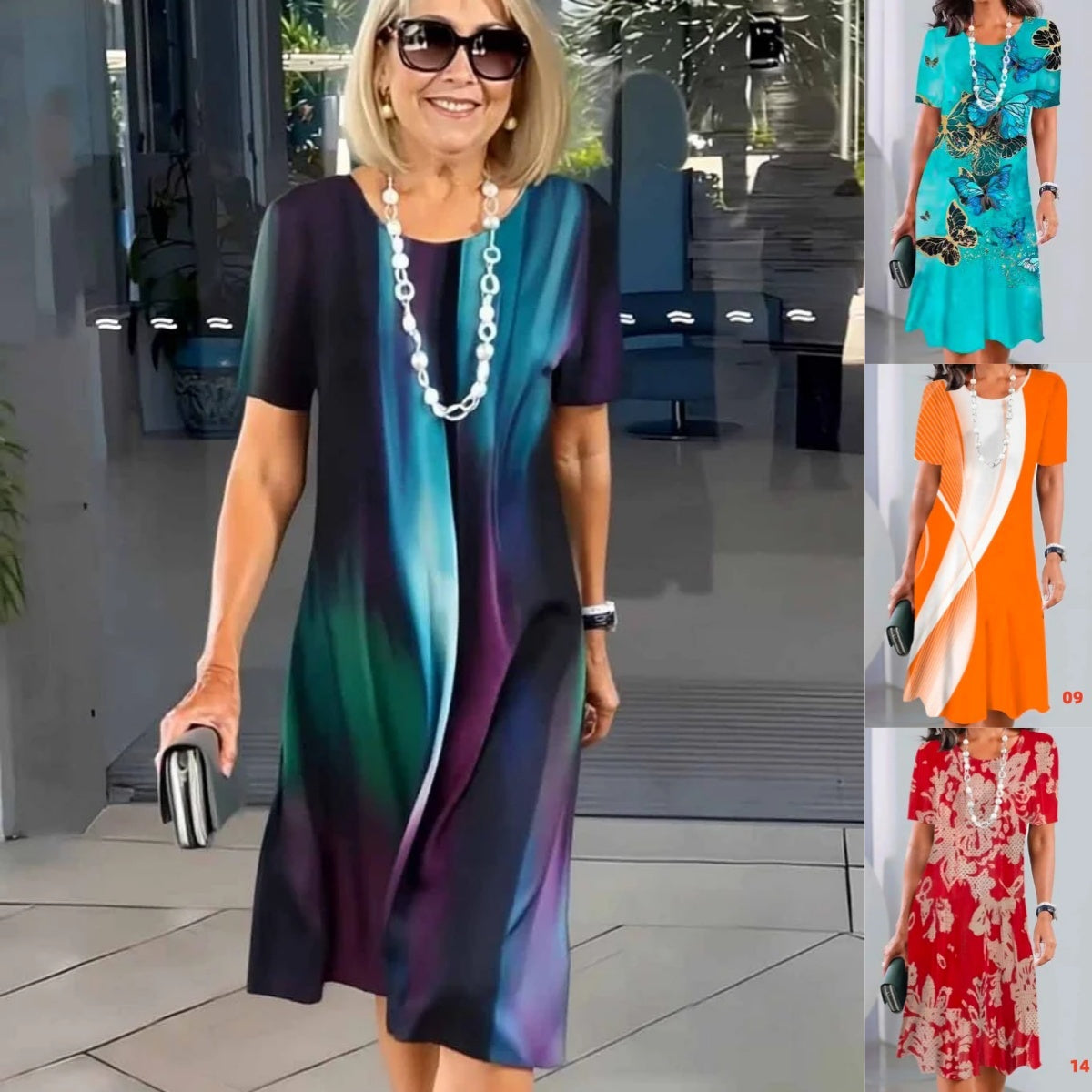 Dalia™ - Robe Plissée Femme avec Blocs de Couleurs