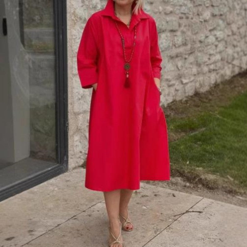 Kaela - Robe Décontractée Unie pour Femmes avec Poches Pratiques