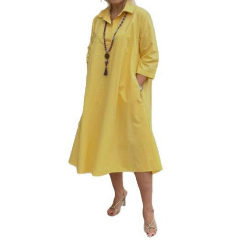 Kaela - Robe Décontractée Unie pour Femmes avec Poches Pratiques