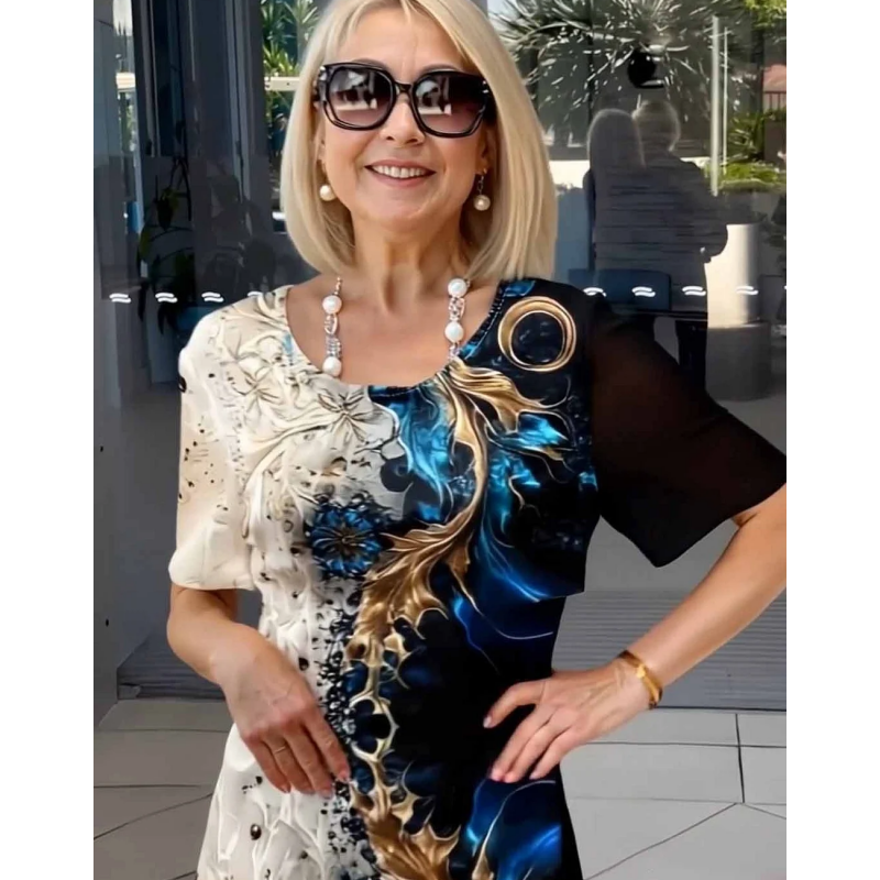 Selene - Robe d'été femme décontractée avec motif floral 3D