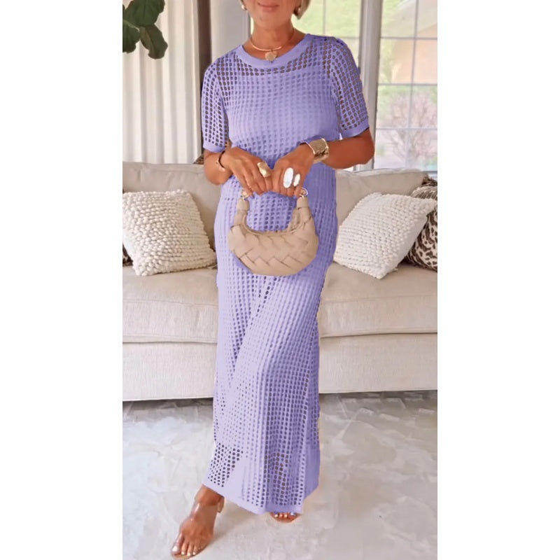 Lysette - Women's Casual Hollow Out Maxi Dress Two Piece Set